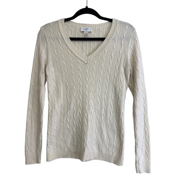 Ann Taylor Loft Sweater Women’s MP Lightweight Rabbit Hair Blend Cable Knit Soft - Picture 1 of 8